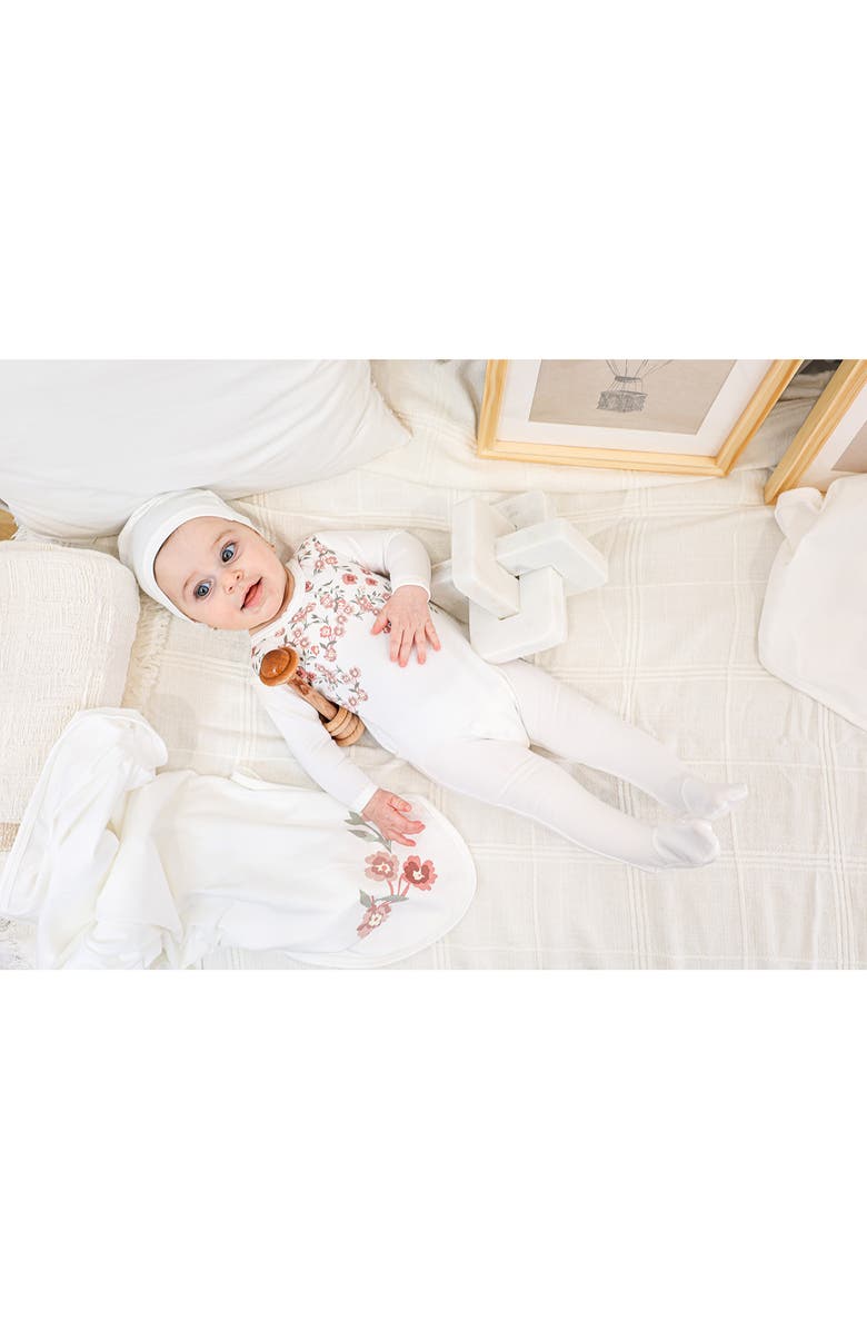 Manière Floral Print Footie & Hat Set, Alternate, color, Floral