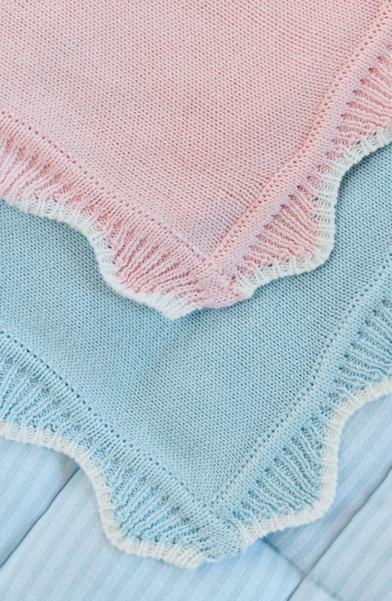 WEEZIE Scallop Trim Baby Blanket, Alternate, color, Light Blue