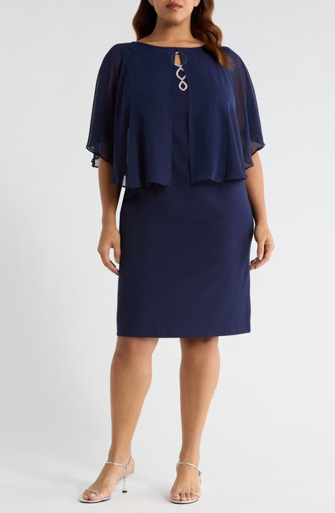 Cape Midi Dress (Plus)