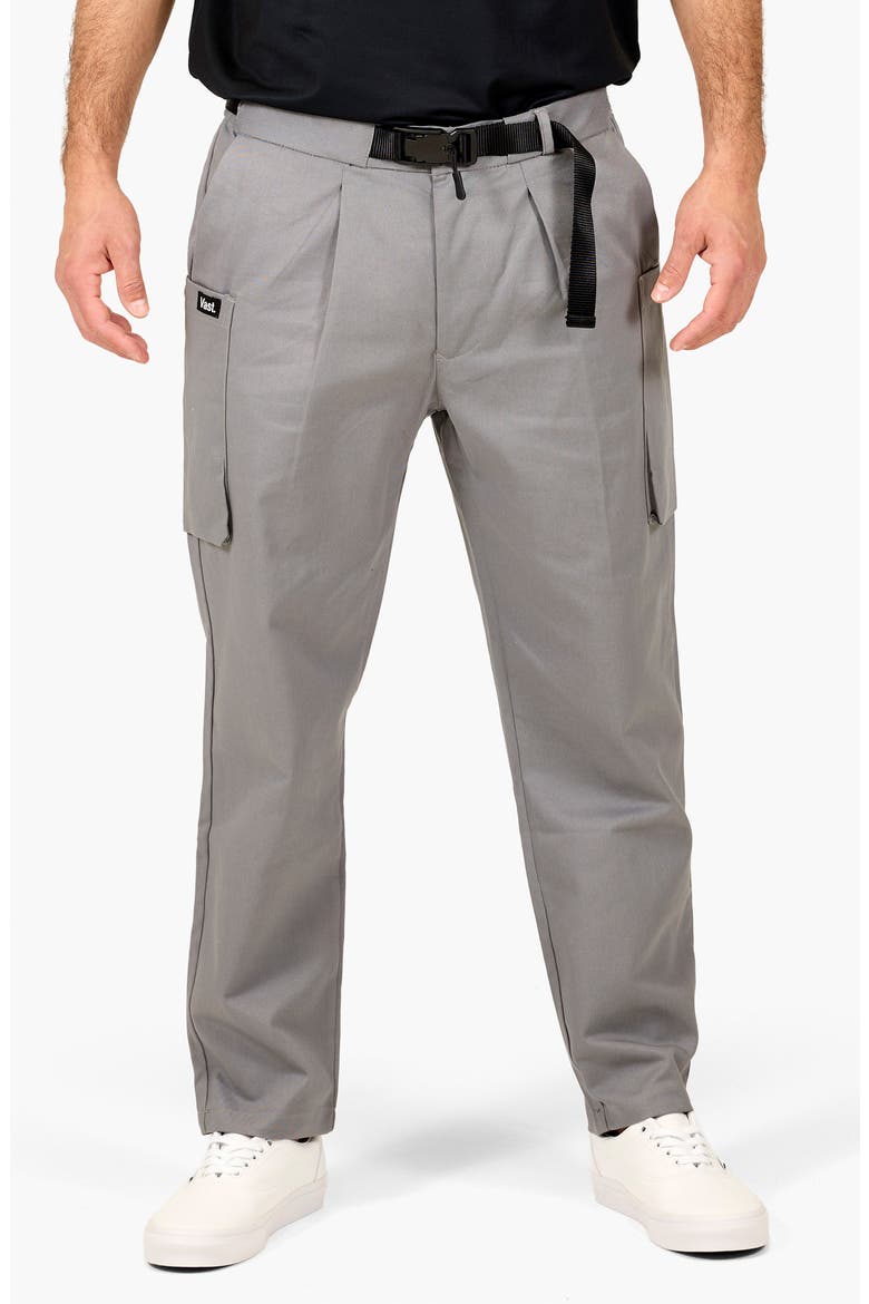 Belted Twill Cargo Pants, Main, color, HEATHER GREY