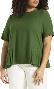 ELOQUII Pleated Hem Top