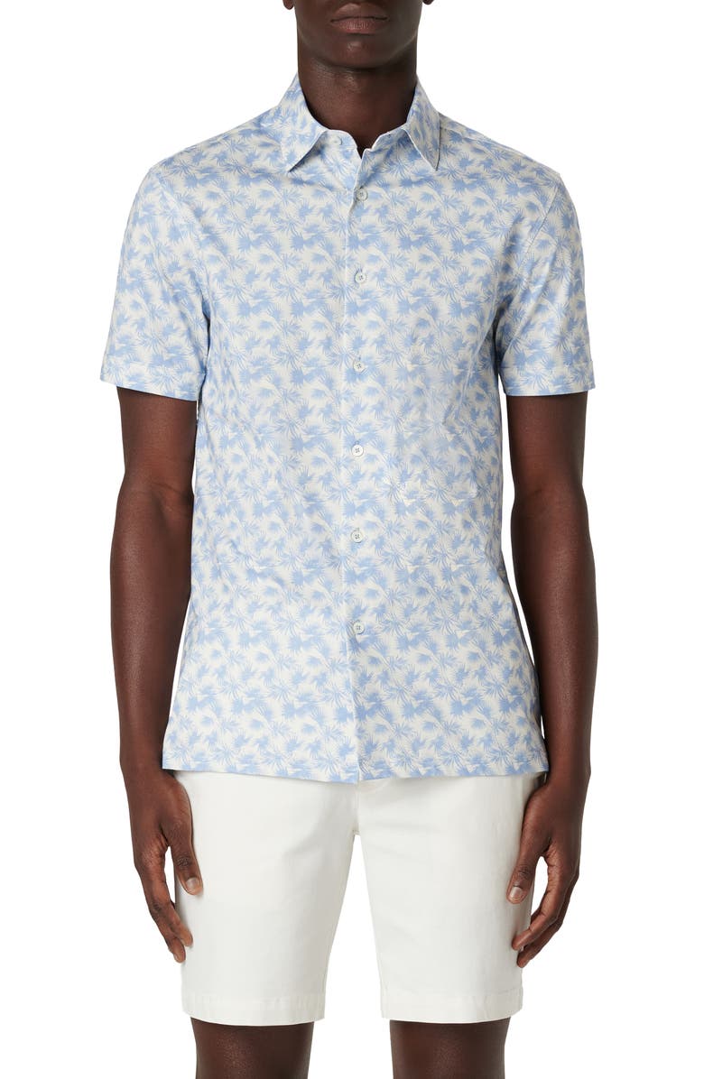 Bugatchi Milo OoohCotton<sup>®</sup> Print Short Sleeve Button-Up Shirt, Main, color,