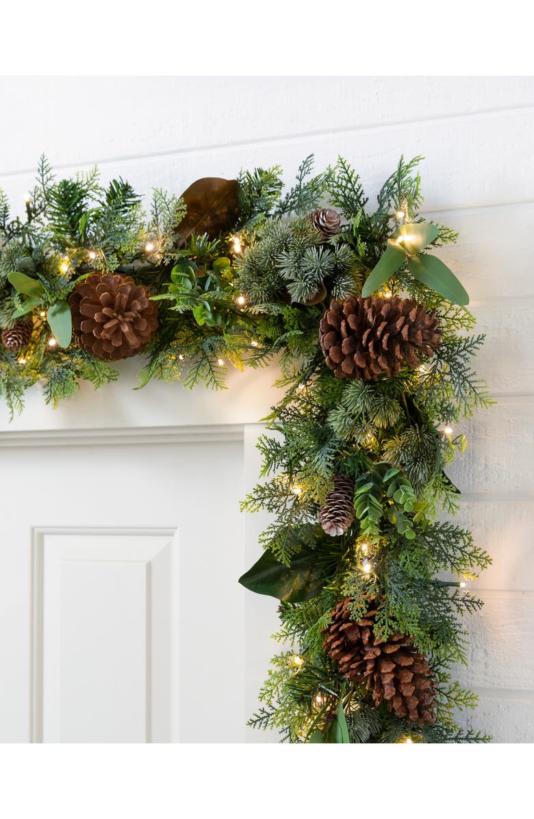 Balsam Hill Cedar Lodge Artificial LED Light Outdoor Garland, Alternate, color,