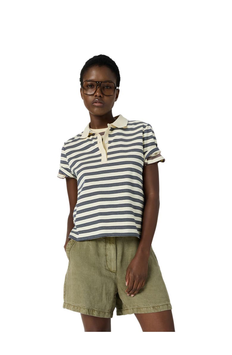 GERARD DAREL Marcie Polo Striped Shirt, Main, color, Navy Blue