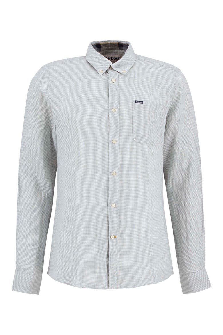 Linton Tailored Fit Check Linen Button-Down Shirt, Alternate, color, SLATE