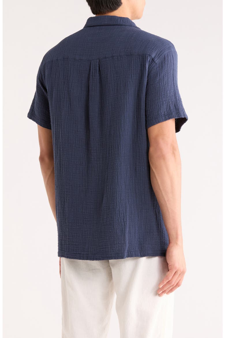 Archer Relaxed Cotton Seersucker Camp Shirt, Alternate, color, INDIGO