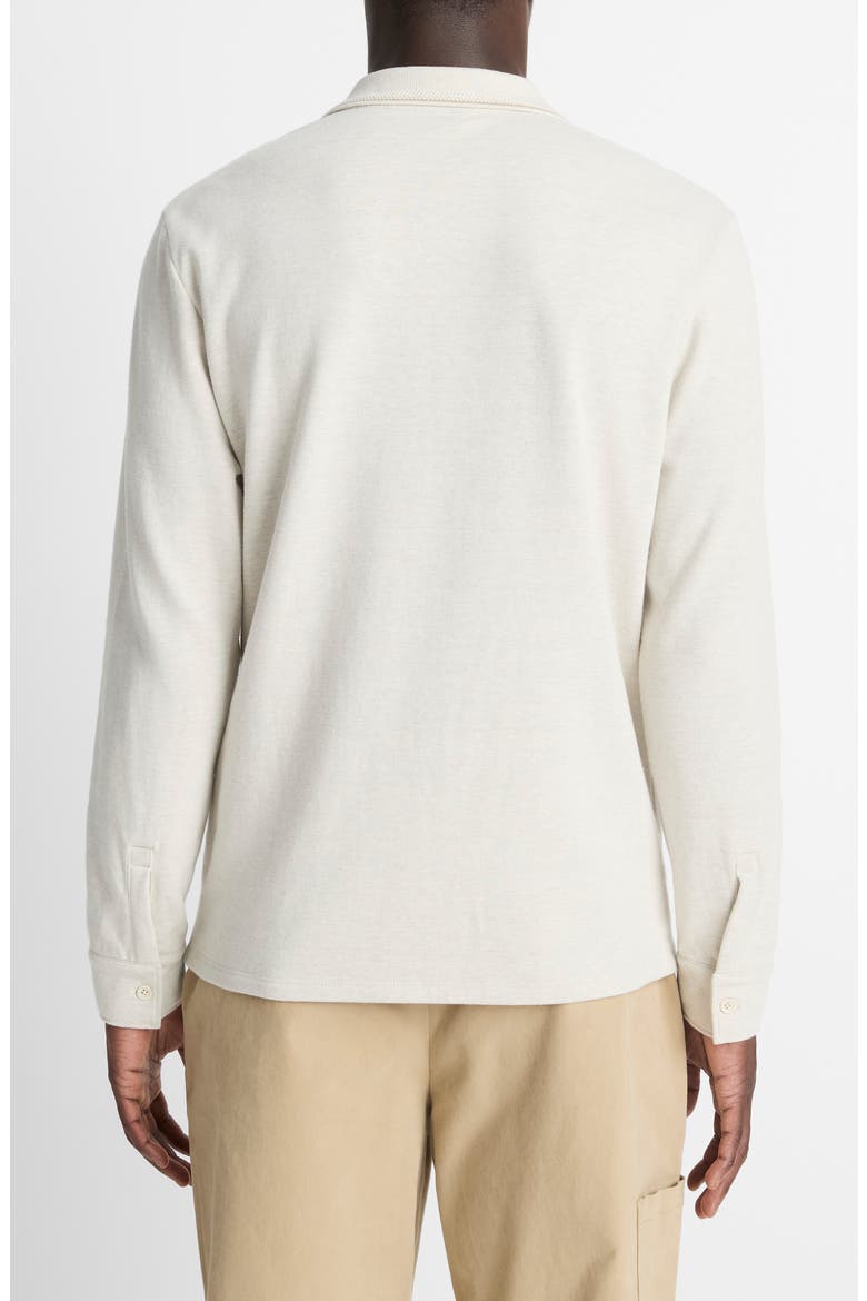 Heathered Double Face Long Sleeve Polo, Alternate, color, H BLANCO/ TERRAPIN