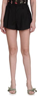 Avec Les Filles Pleated High Waist Shorts