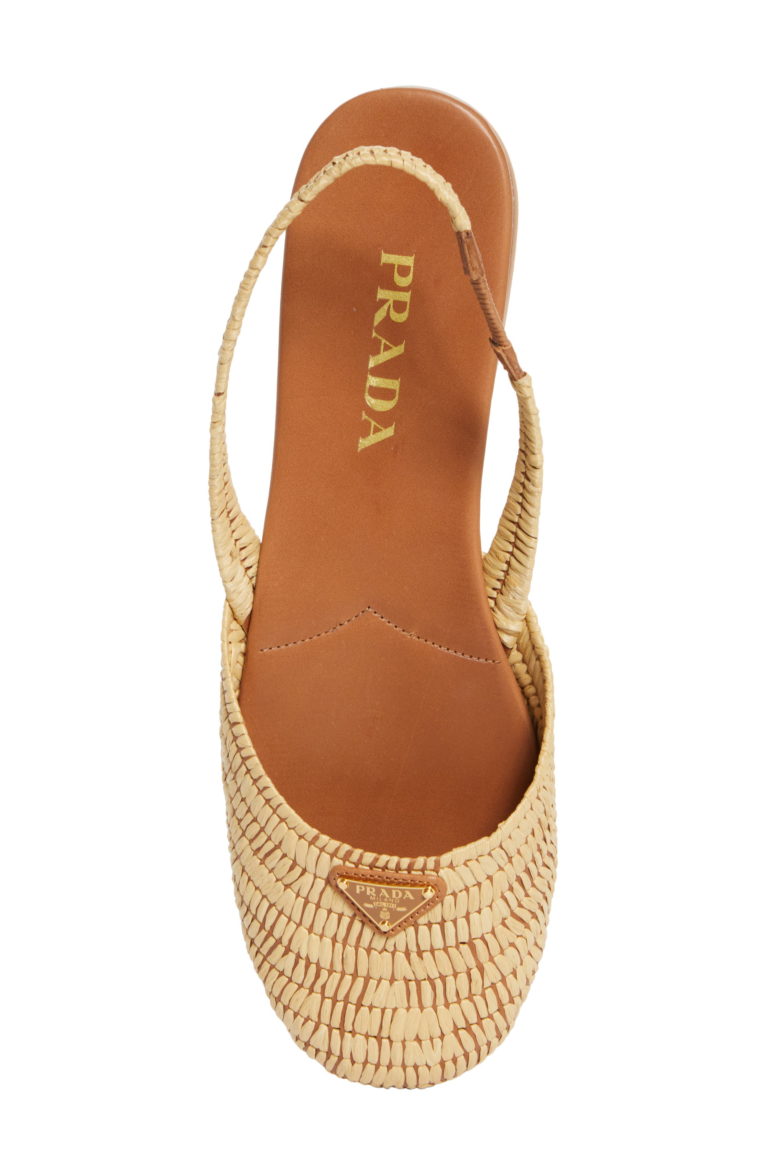 Prada Raffia Slingback Flat, Alternate, color, 