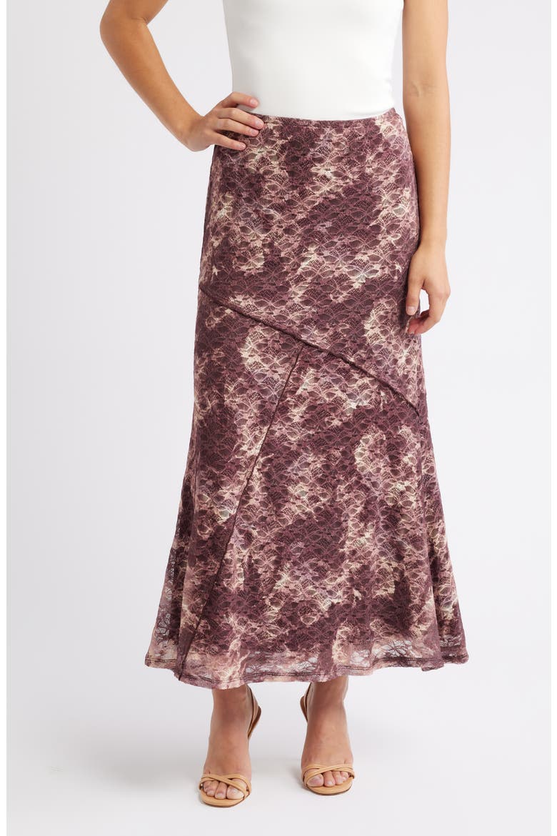 Lace A-Line Maxi Skirt, Main, color, PLUM CHAMPAGNE