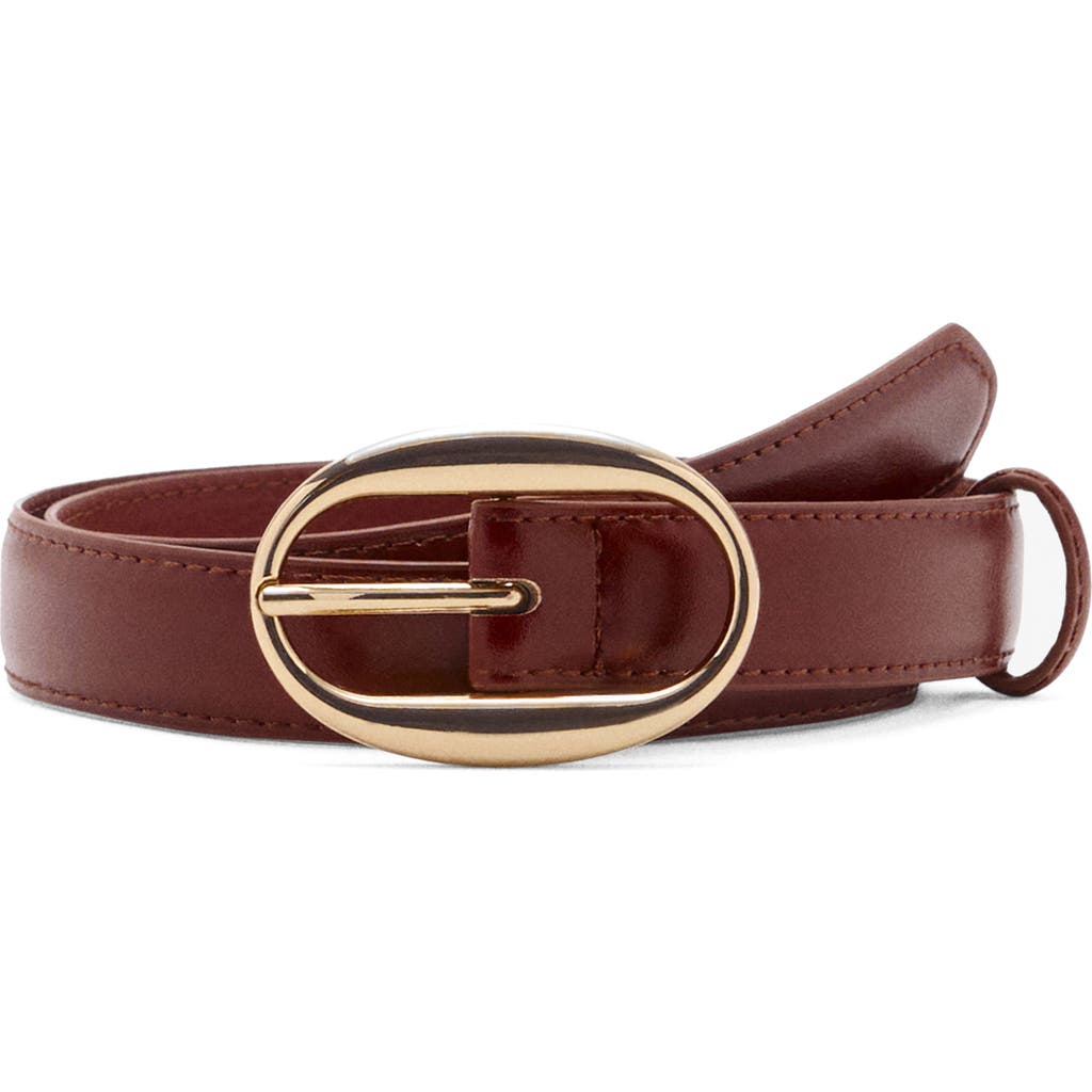 Mango Oval Bucket Faux Leather Belt In Brown