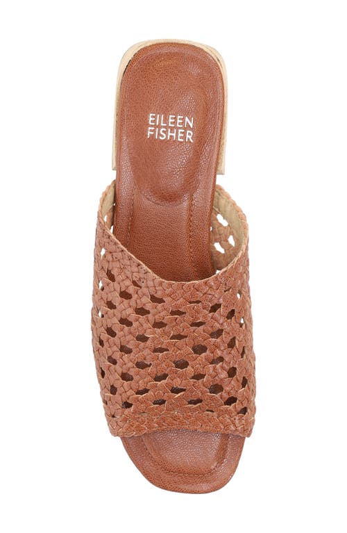 Eileen Fisher Folie Woven Leather Slide Sandals In Russet