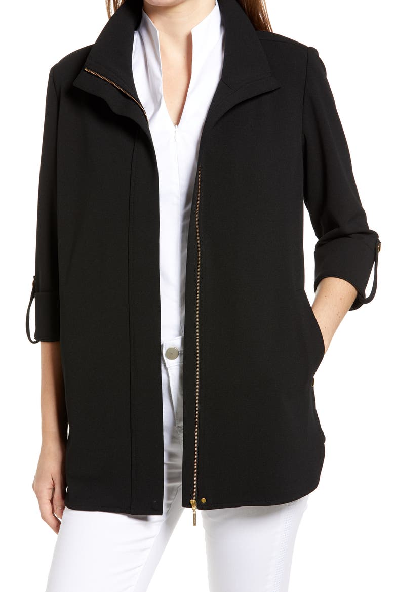 Zip Front Jacket, Main, color, BLACK