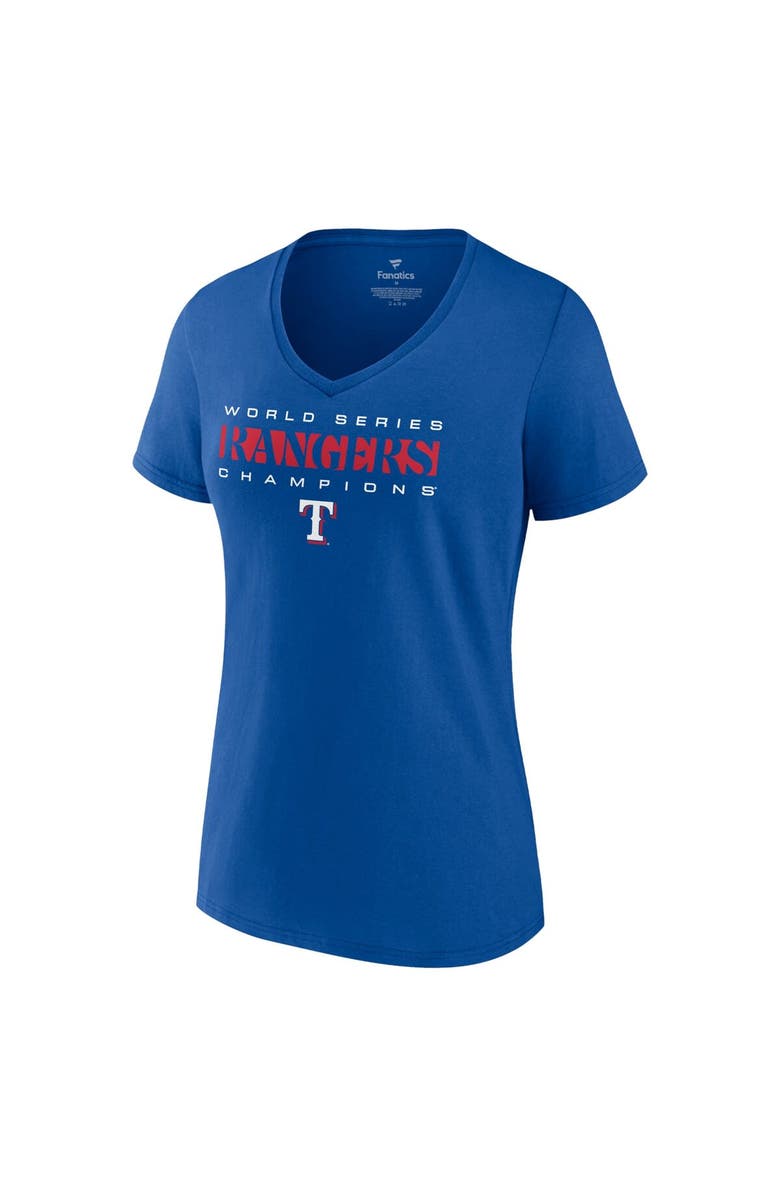 FANATICS Women's Fanatics Branded Royal Texas Rangers 2023 World Series Champions Jersey Roster V-Neck T-Shirt, Alternate, color, 