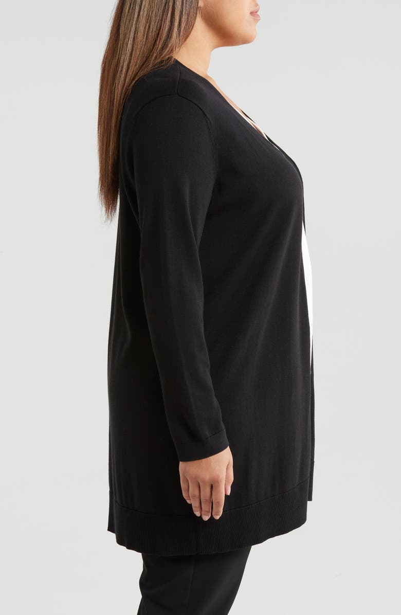 Anne Klein Floral Intarsia Open Front Longline Cardigan, Alternate, color, 