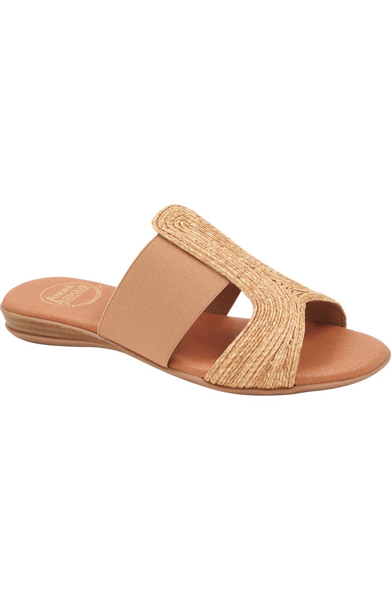 André Assous Noor Raffia Slide Sandal, Main, color, Beige/ Beige