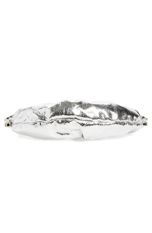L'alingi Moon Crackled Metallic Leather Pouch In Silver