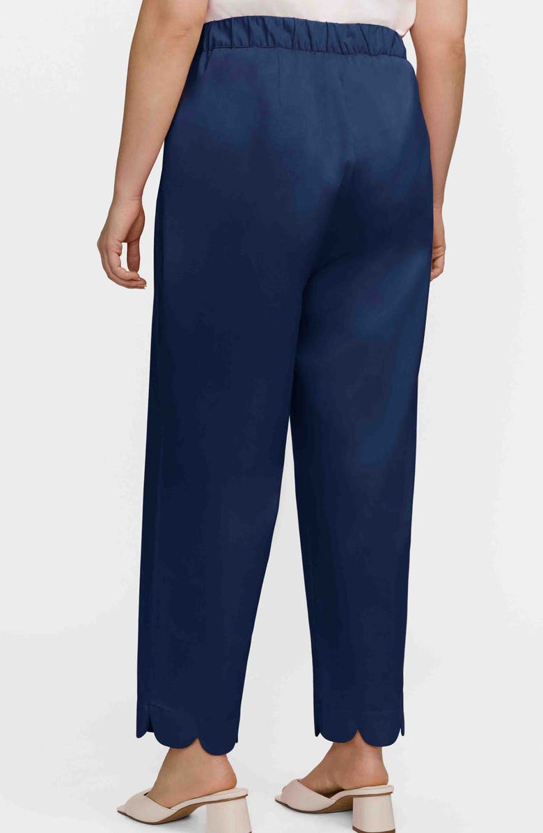 Foxcroft Elaine Scallop Hem Cotton Blend Crop Pants, Alternate, color, Navy Blue