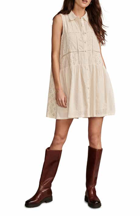 Lucky Brand Embroidered Cotton Shift Dress