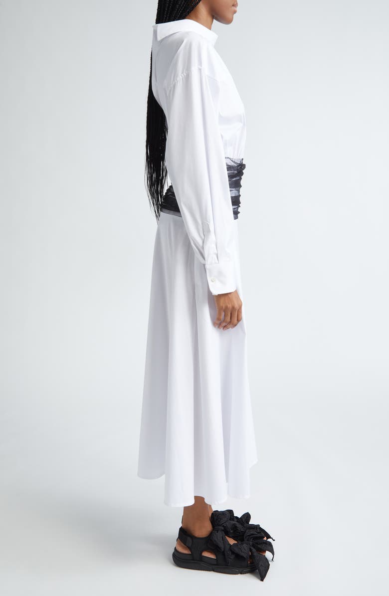 renaissance renaissance Drew Tulle Waist Long Sleeve Poplin Shirtdress, Alternate, color, 