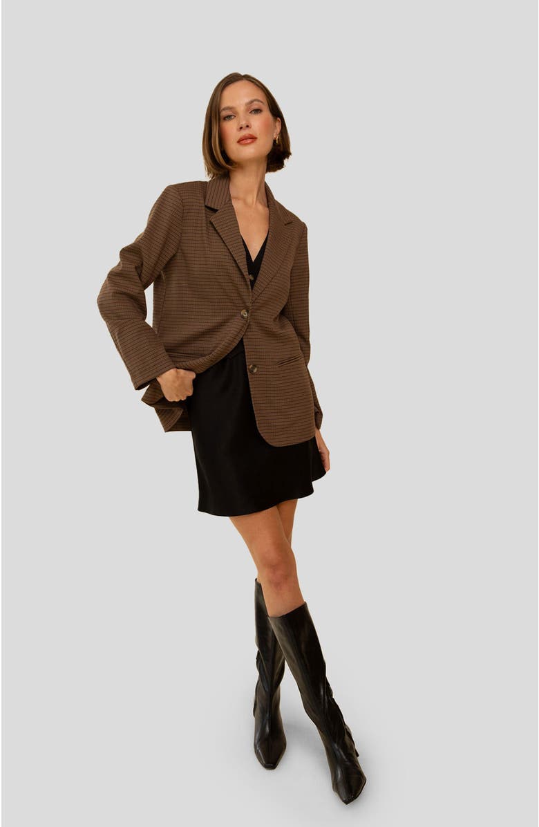 Whimsy + Row Parker Blazer, Main, color, Brown Plaid