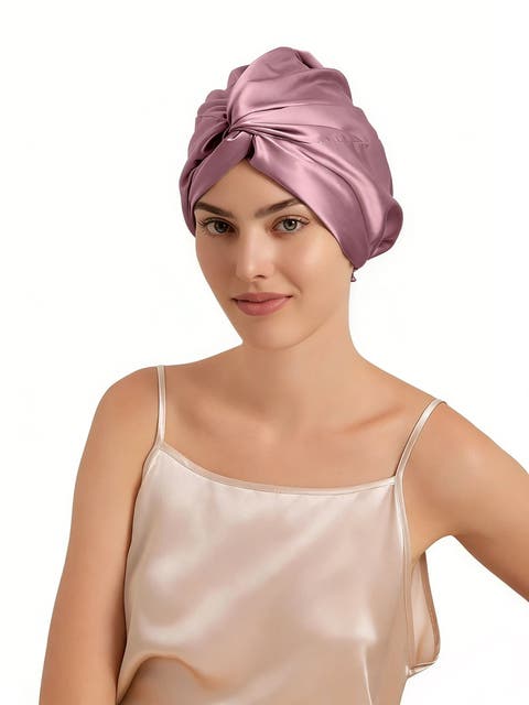 22Momme Pure Silk Knot Front Hair Bonnet with Adjustable Button Design