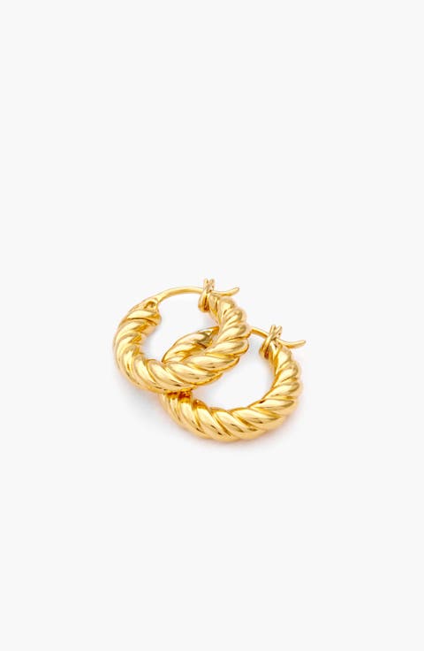Fenny Twisted Mini Hoop Earrings in Gold