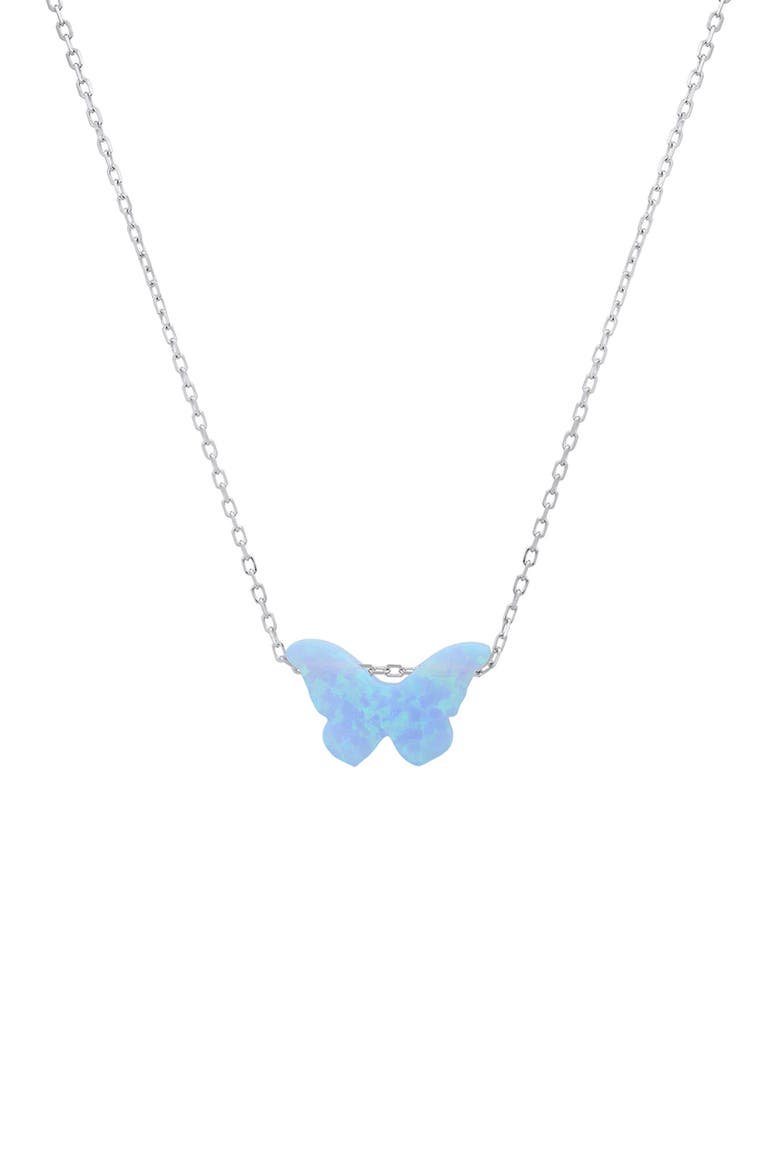 Sterling Silver Opal Butterfly Necklace, Main, color, BLUE OPAL/SILVER