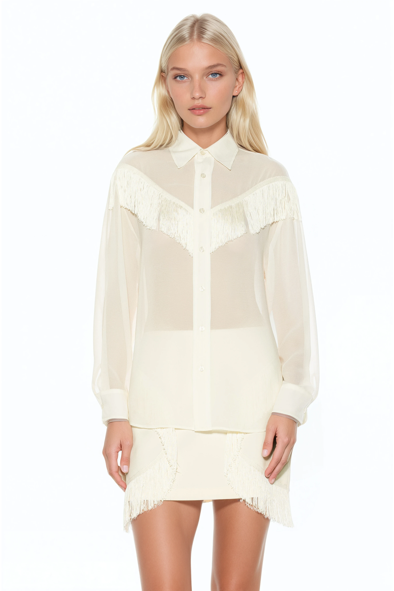 Kairos Oversized Fringe Shirt, Main, color, Ivory
