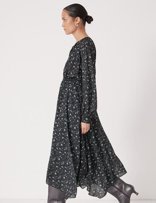 Hush Odelia Printed Long Sleeve Chiffon Dress In Black