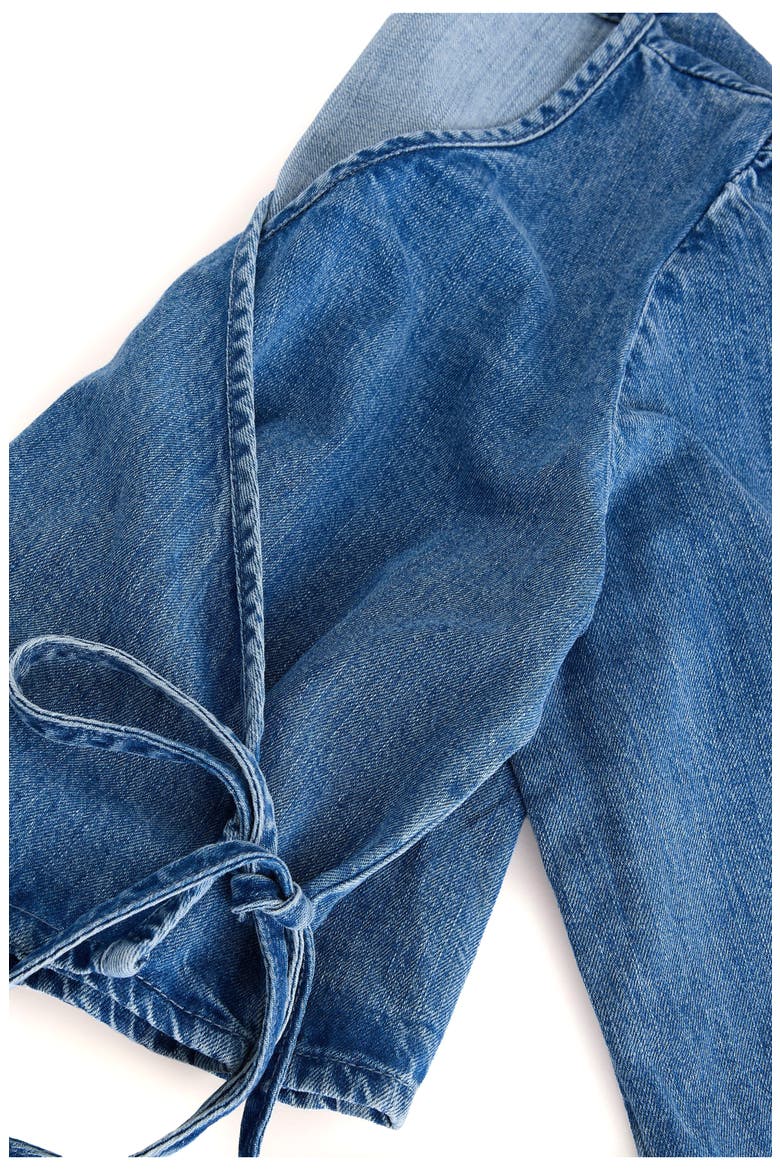 Denim Wrap Top, Alternate, color, MID BLUE DENIM