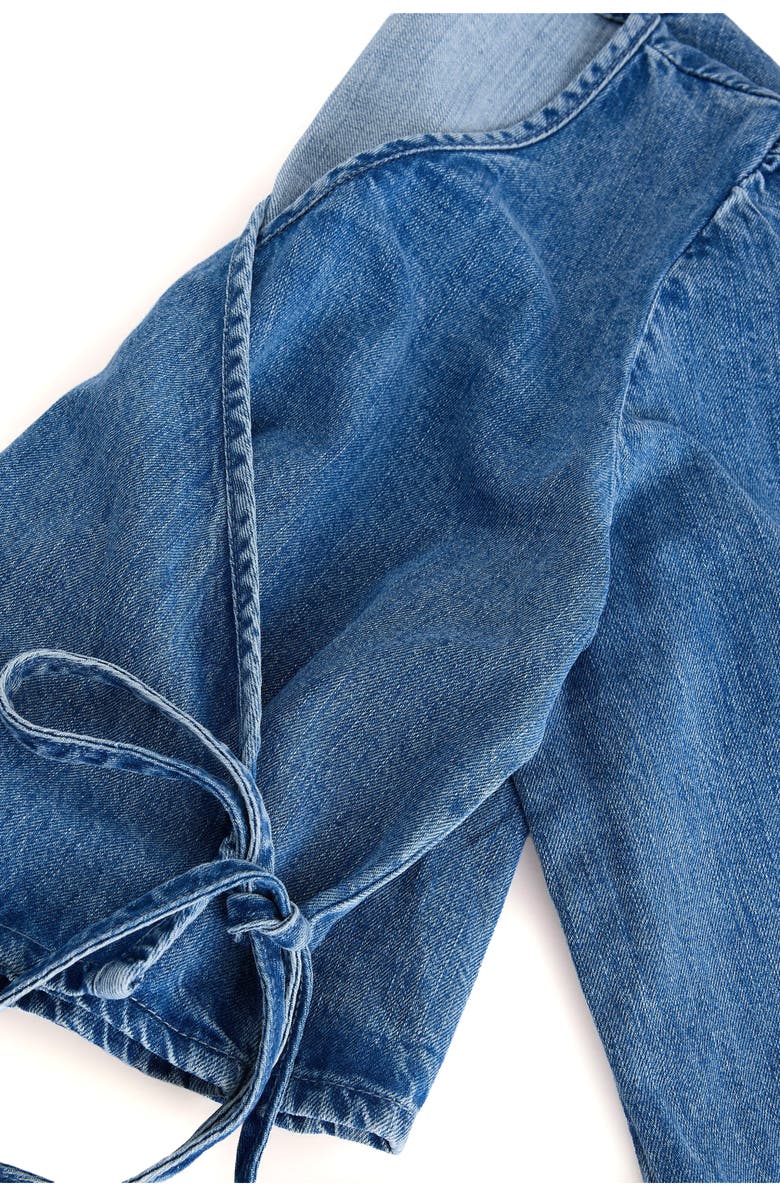 NEXT Denim Wrap Top, Alternate, color, Mid Blue Denim