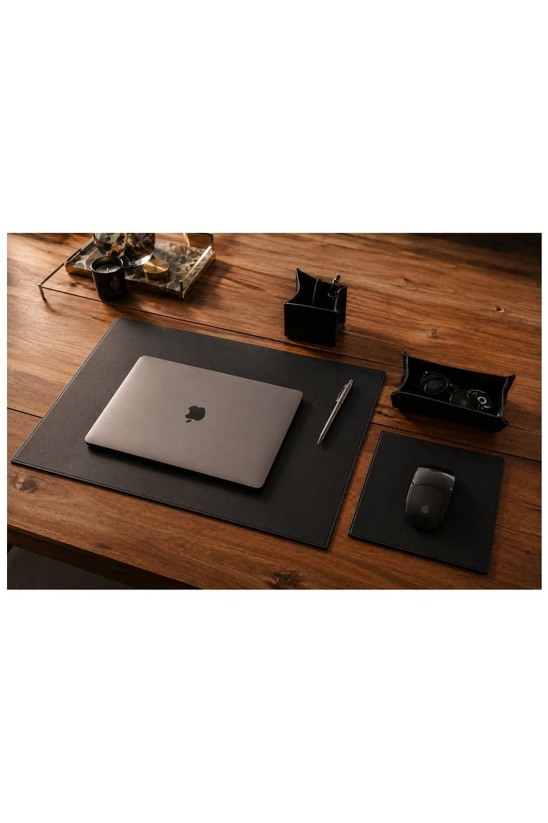 Carter Leather Desk Pad, Alternate, color, Black