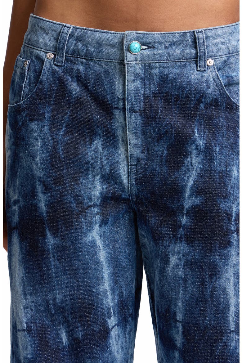 Tie Dye Mid Rise Curved Wide Leg Jeans, Alternate, color, NAVY TIEDYE