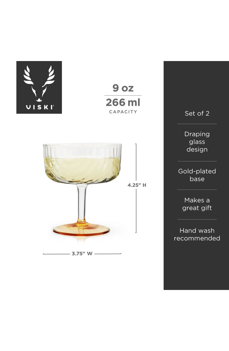 Viski Deco Gatsby Coupes Set of 2, Alternate, color, Clear