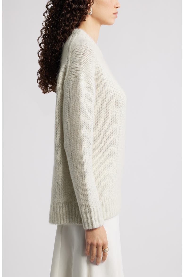Metallic Crewneck Sweater, Alternate, color, IVORY METALLIC MARL