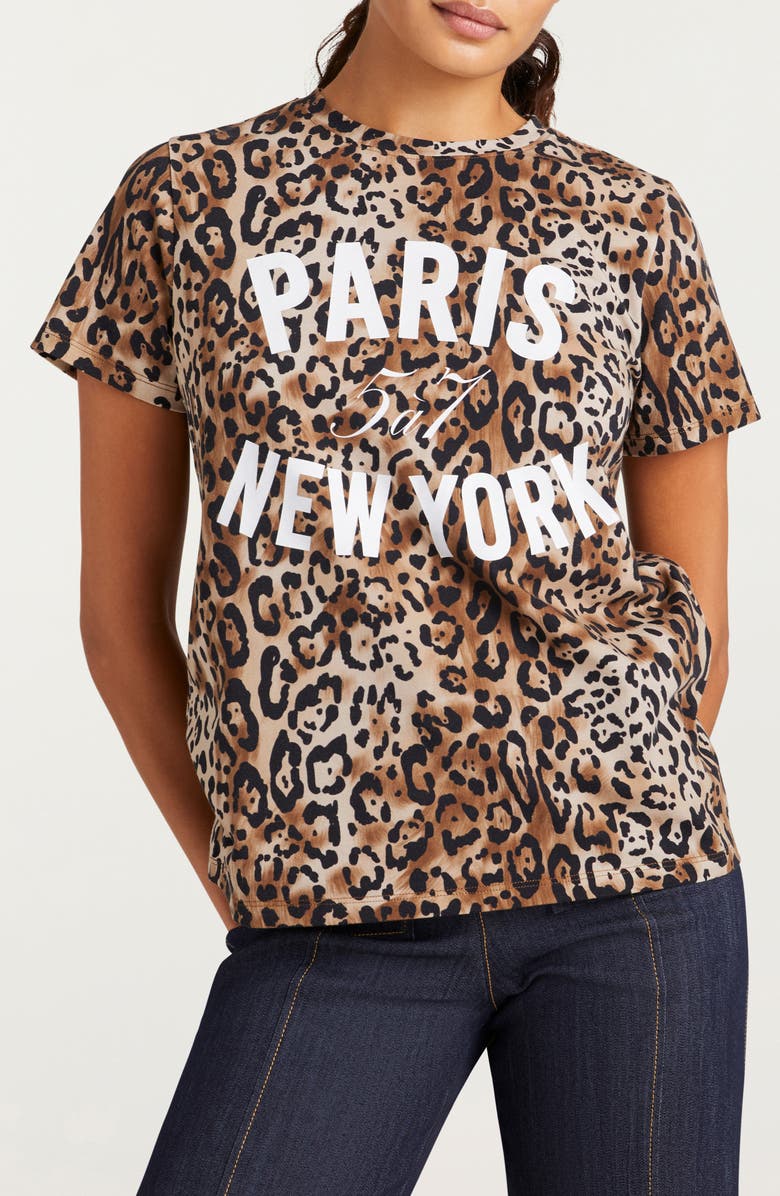 Cinq à Sept Paris New York Graphic T-Shirt, Main, color, Black/ Sahara