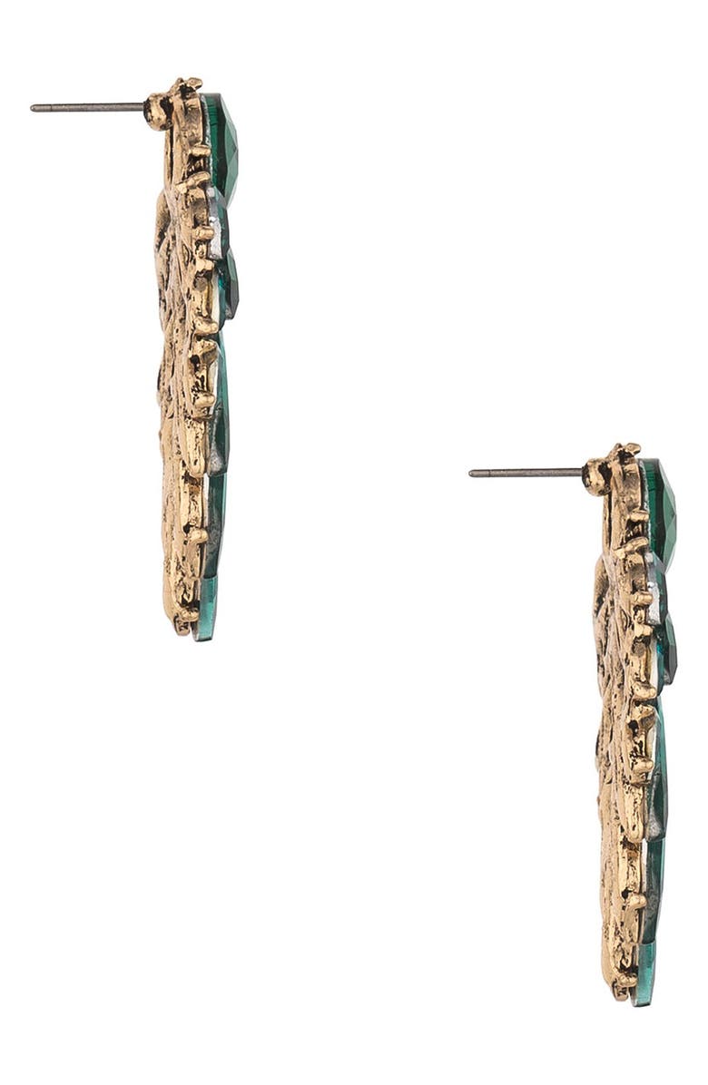 Ettika Crystal Chandelier Earrings, Alternate, color, Green