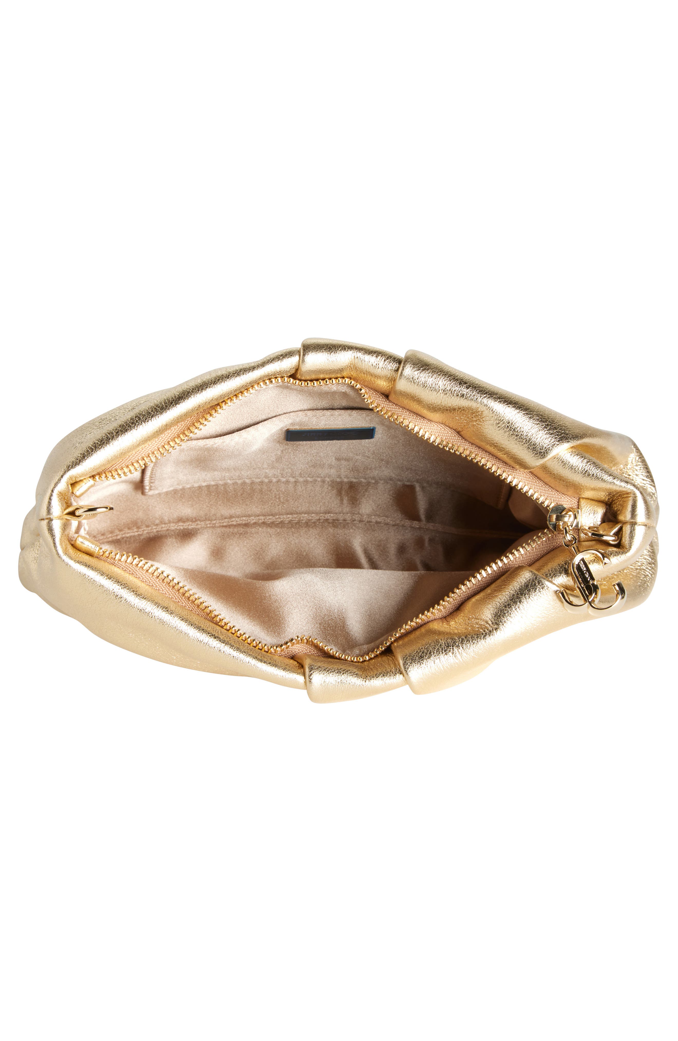 Jimmy Choo Bonny Metallic Leather Clutch, Alternate, color, Gold