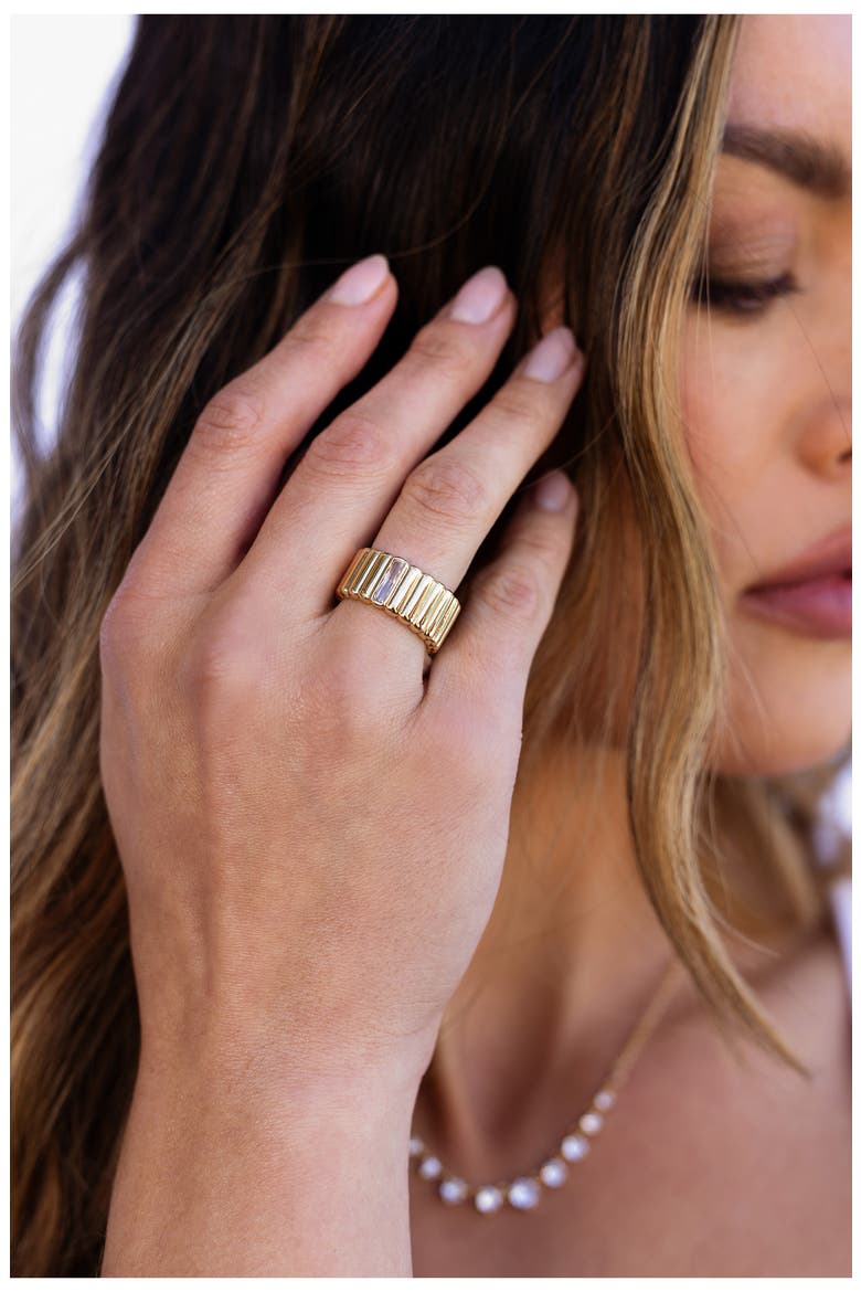 Lisa Cubic Zirconia Baguette Ring, Alternate, color, GOLD