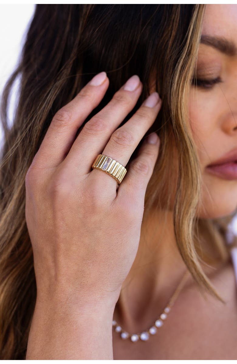 MIRANDA FRYE Lisa Cubic Zirconia Baguette Ring, Alternate, color, Gold