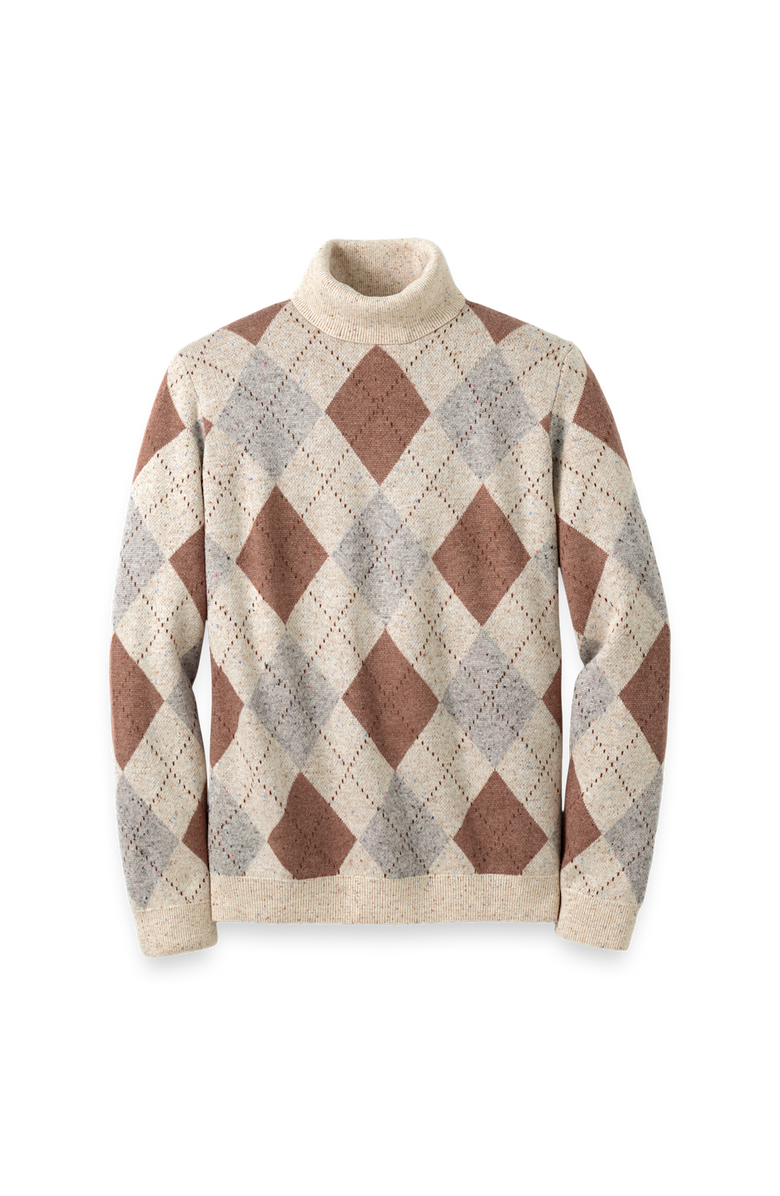Paul Fredrick Donegal Turtleneck Sweater, Main, color, Ivory Multi
