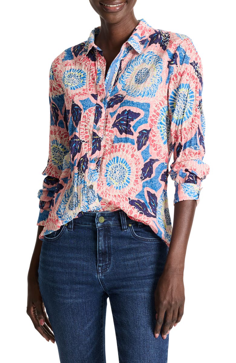 NIC+ZOE Scribble Blooms Crinkle Shirt, Main, color, 
