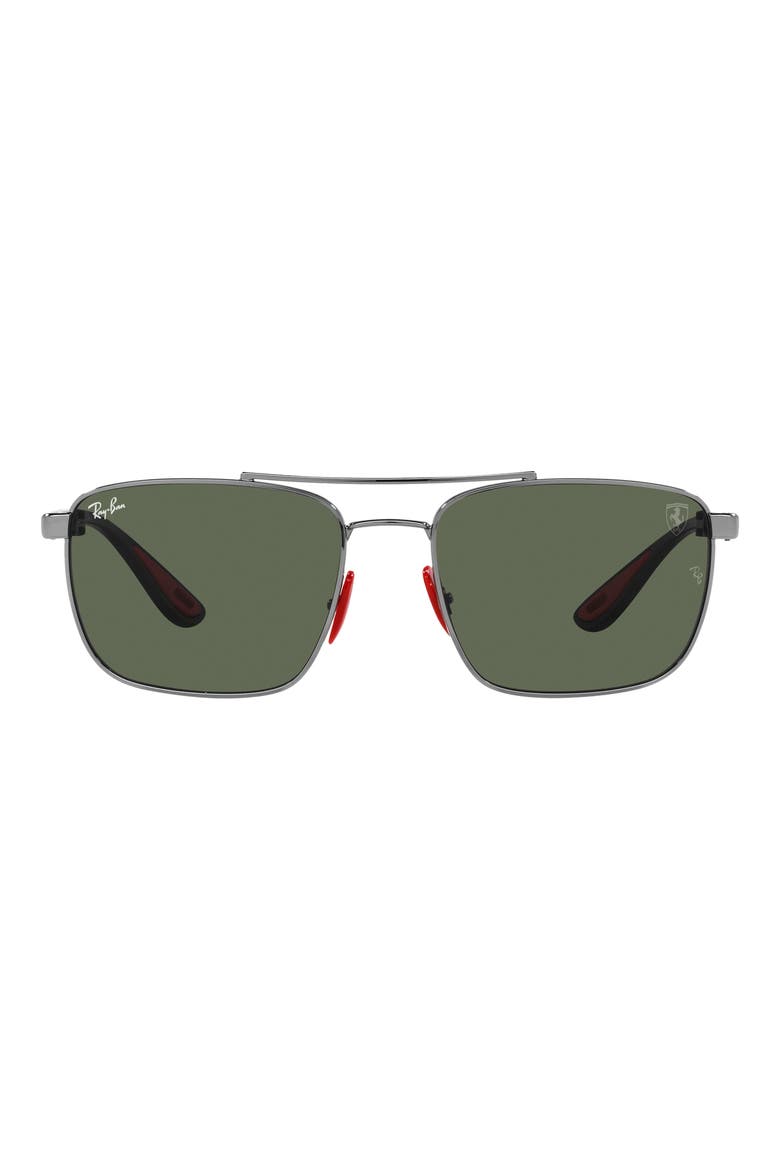 58mm Square Sunglasses, Main, color, GUNMETAL