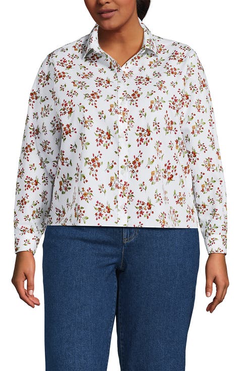 Plus Size No Iron Boxy Cropped Shirt