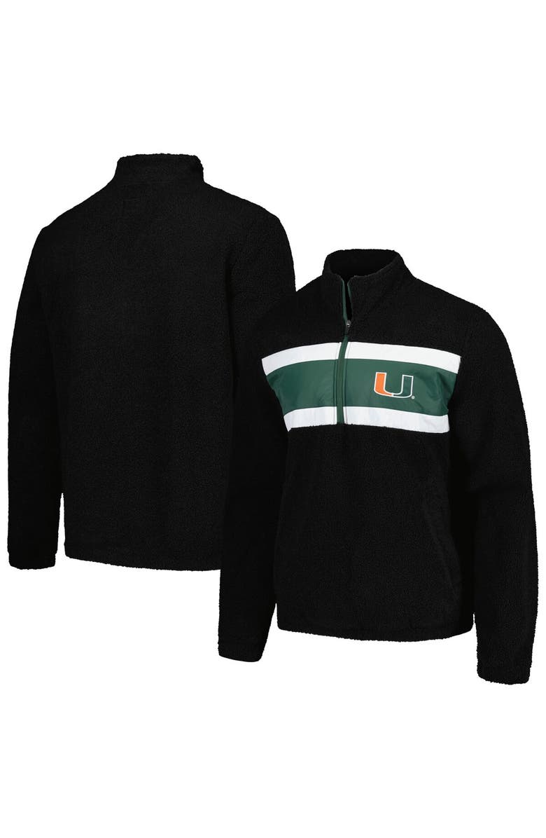 G-III SPORTS BY CARL BANKS Men's G-III Sports by Carl Banks Black Miami Hurricanes Pinch Runner Half-Zip Top, Main, color, Black