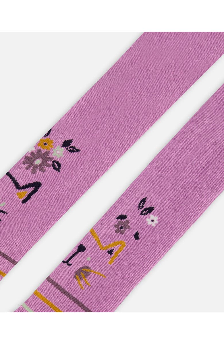 Deux par Deux Baby Girl's Jacquard Cat Tights Lilac, Alternate, color,