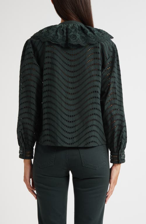 Ulla Johnson Fia Scallop Eyelet Ruffle Top In Black