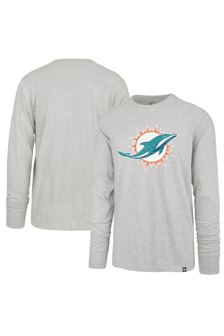 Men's '47 Gray Miami Dolphins Premier Franklin Long Sleeve T-Shirt, Alternate, color, Gray