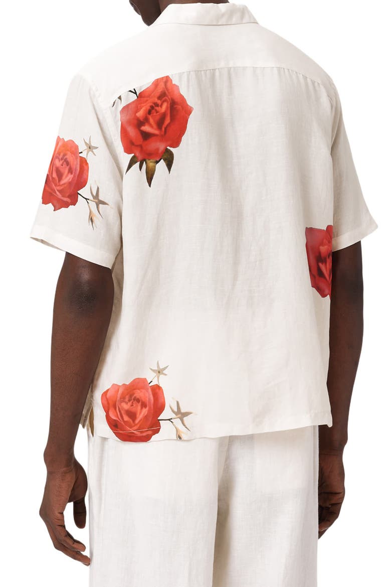 Fazed Floral Button-Up Camp Shirt, Alternate, color, ECRU
